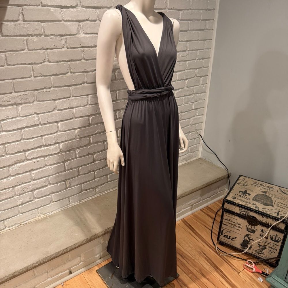 Convertible Infinity Dress Gray Multiway Maxi  Ways Wrap Wedding Boho CHIC NWT